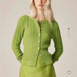 J. Crew Lime Green Cable Knit Cardigan